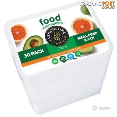 Reusable Food Containers 750ml 30Pk - 9340957068762