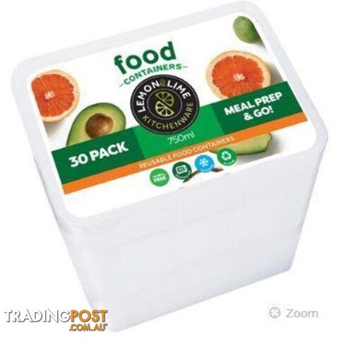 Reusable Food Containers 750ml 30Pk - 9340957068762