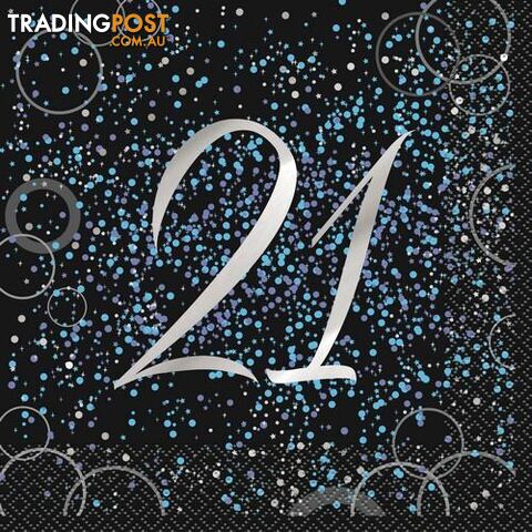 Glitz Blue 16 Foil Stamped 21 Luncheon Napkins 2ply 33cm x 33cm (13 x 13) -...
