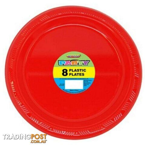 Ruby Red 8 x 23cm (9) Plastic Plates - 9311965320128