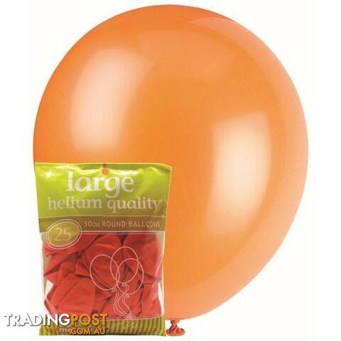 Orange - 25 x 30cm (12) Metallic Balloons - 9311965025634