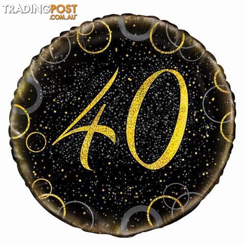 Glitz Gold 40th Birthday 45cm (18) Foil Balloon Packaged - 011179558353