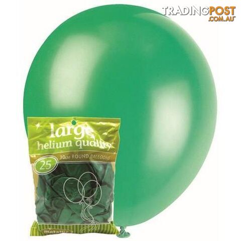 Green - 25 x 30cm (12) Metallic Balloons - 9311965025733