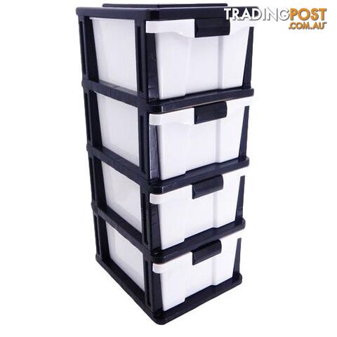 4 Drawer Compact Plastic Storage Black & White - 9328644017552