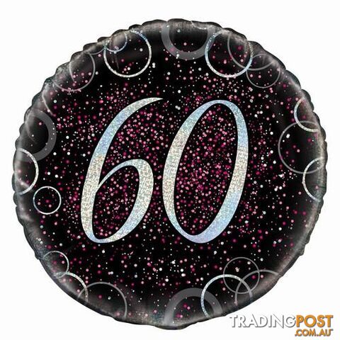 Glitz Pink 60th Birthday 45cm (18) Foil Balloon Packaged - 011179557981 - photo 1 of 1