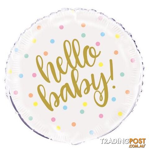 Hello Baby 45cm (18) Foil Balloon Packaged - 011179735372