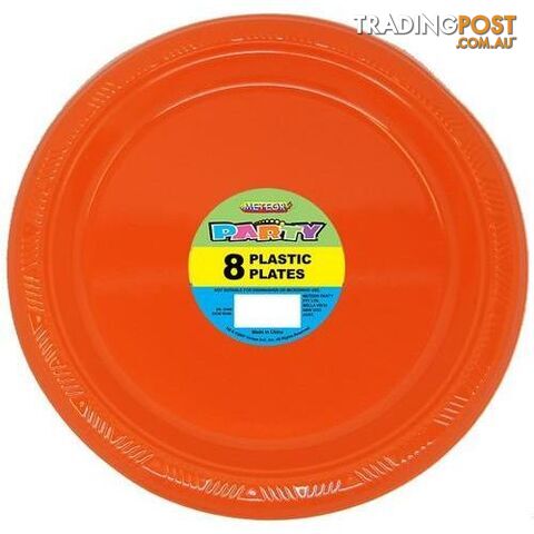 Pumpkin Orange 8 x 23cm (9) Plastic Plates - 9311965320722