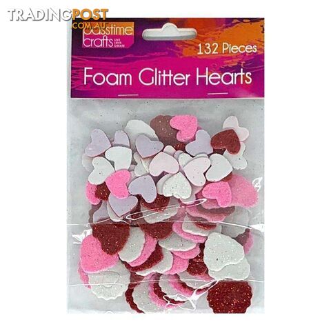 Foam Glitter Hearts Small 132 pcs - 800337