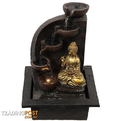 Gold Buddha Waterfall Fountain With Light 31cm - 9319844631983