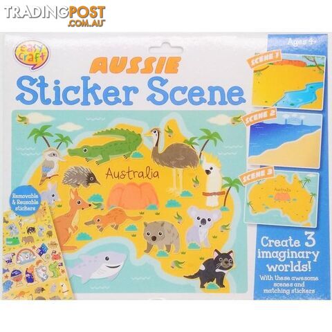 Aussie Map Sticker Scene Animals Set 3Pk - 9332365158432