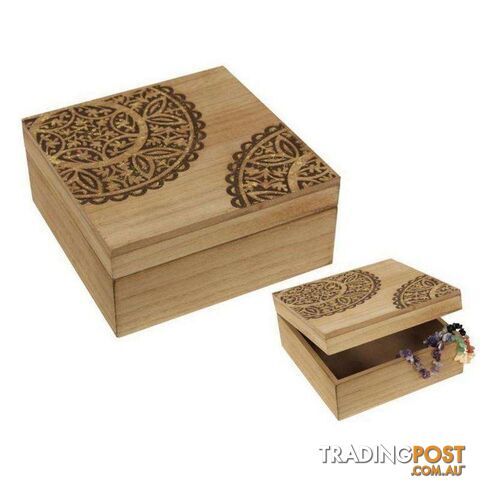 Square Gold Mandala MDF Box 15x15cm - 9319844620444