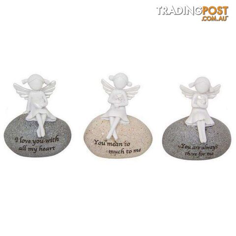 Angel on Sentimental Rock 9cm 3 Assorted - 9319844578875