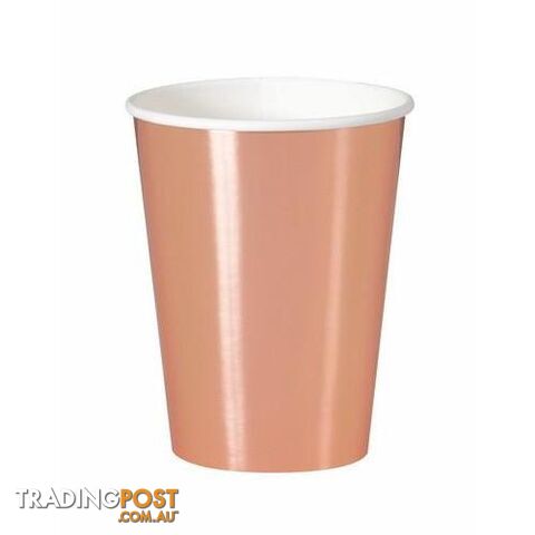 Rose Gold Foil 8 x 355ml (12oz) Paper Cups - 011179534760