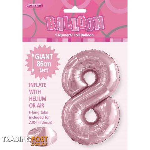 Lovely Pink 8 Numeral Foil Balloon 86cm (34) - 9311965506584