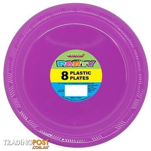 Pretty Purple 8 x 23cm (9) Plastic Plates - 9311965343714
