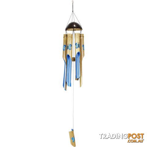 6 Tube Bamboo Blue Butterfly Wind Chime - 9319844593243
