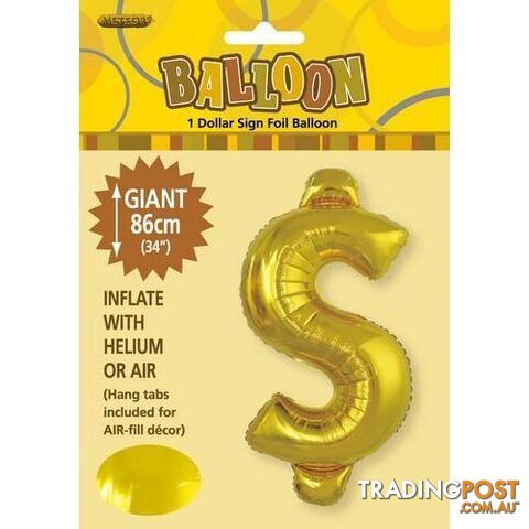 Gold $ Alphabet Foil Balloon 86cm (34) - 9311965431886