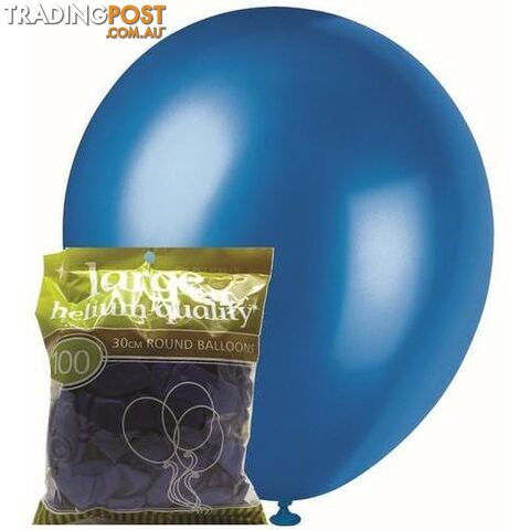 Blue - 100 x 30cm (12) Metallic Balloons - 9311965012658