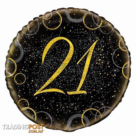 Glitz Gold 21st Birthday 45cm (18) Foil Balloon Packaged - 011179558339