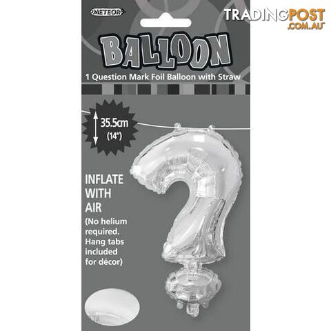 Silver ? Alphabet Foil Balloon 35cm (14) - 9311965447429