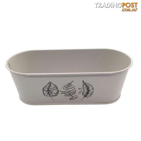 Oval Tub Leaf Print Cream 11x27.5x9.5cm High - 800616