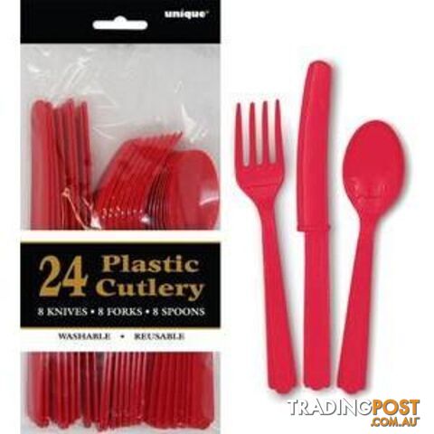 Ruby Red 24 Assorted Cutlery - 011179031344