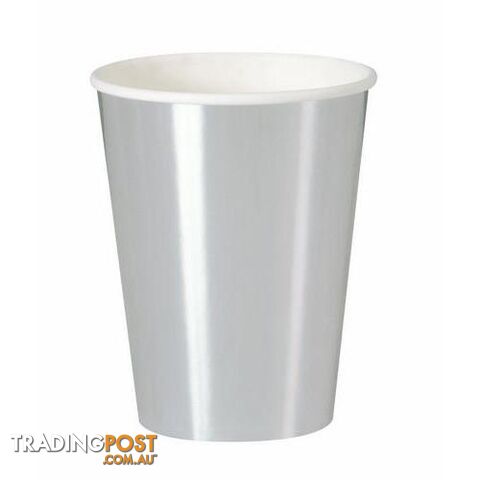 Silver Foil 8 x 355ml (12oz) Paper Cups - 011179322862