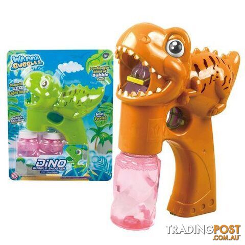 Bubble Shooter Dino Toy Includes 2 Bubble Solutions - 9328644051952