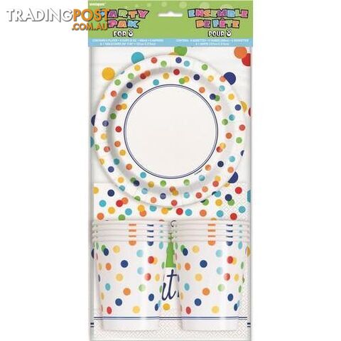 Rainbow Polka Dot Party Pack For 8 - 011179582587