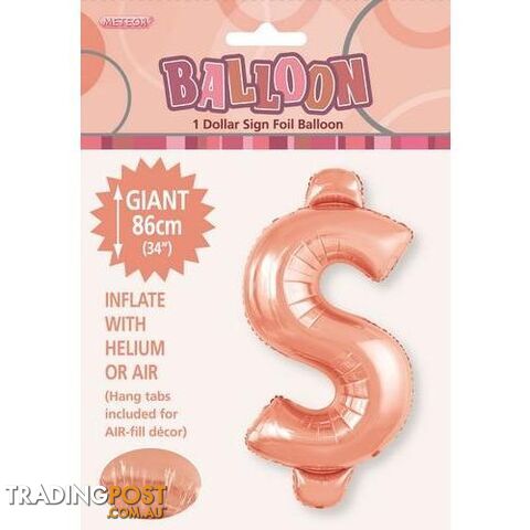 Rose Gold $ Alphabet Foil Balloon 86cm (34) - 9311965429487