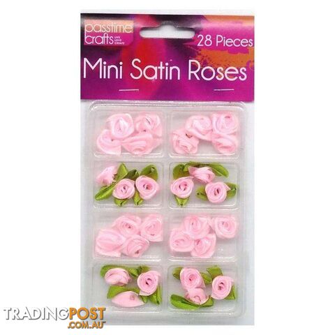 Mini Satin Roses 28 Pieces Pink - 800320