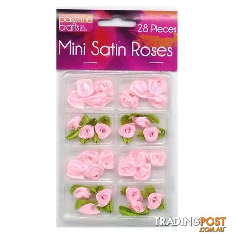 Mini Satin Roses 28 Pieces Pink - 800320