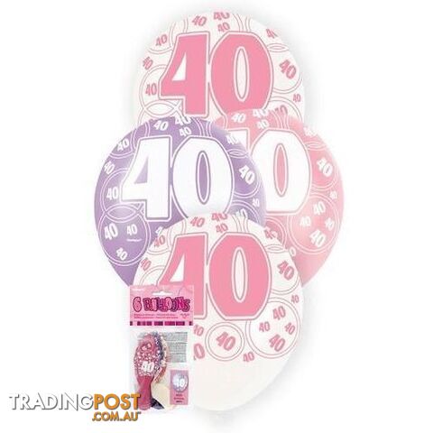 Glitz Pink 6 x 30cm (12) Latex Balloons - 40 - 011179808755