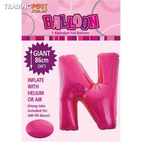 Hot Pink N Alphabet Foil Balloon 86cm (34) - 9311965431435