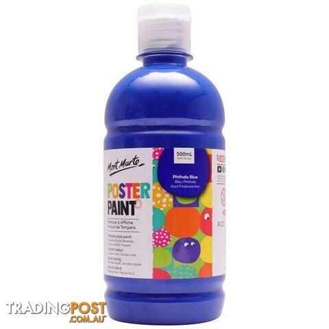 Mont Marte Poster Paint Phthalo Blue 500ml - 9328577038747