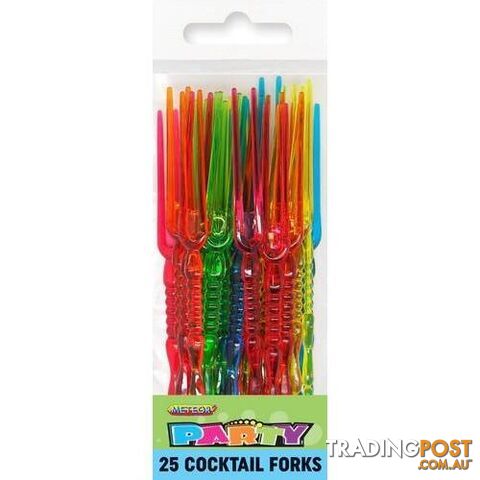 25 Plastic Pitchforks Assorted Colours 11cm 5 - 9311965490319