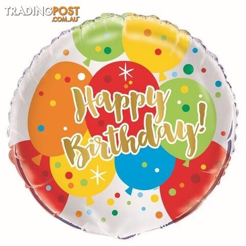 Glitzy Gold Birthday 45cm (18) Foil Balloon Packaged - 011179582273