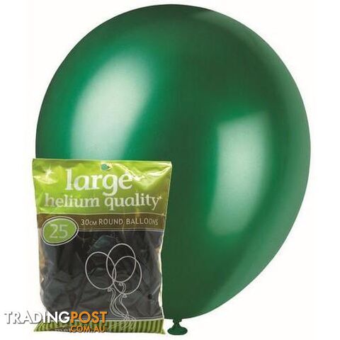 Teal - 25 x 30cm (12) Metallic Balloons - 9311965025702