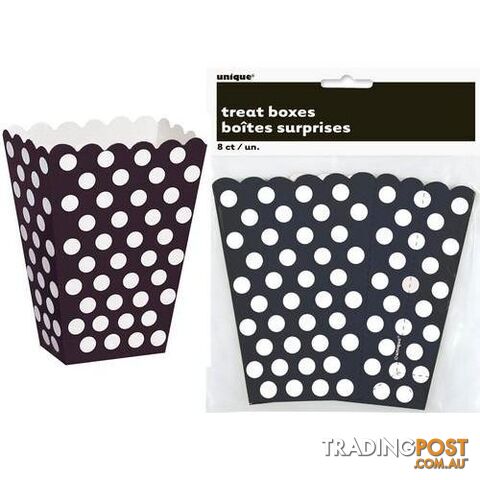Dots Midnight Black 8 Treat Boxes 14cm H x 10cm W x 6cm D (5.5 x 4 x 2.4) -...