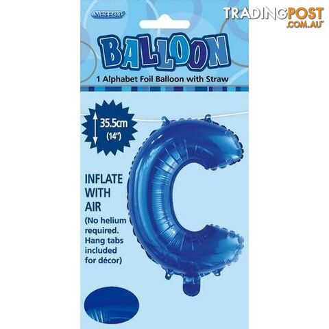 Royal Blue C Alphabet Foil Balloon 35cm (14) - 9311965447122