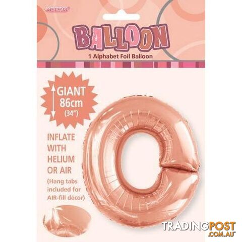 Rose Gold O Alphabet Foil Balloon 86cm (34) - 9311965429340