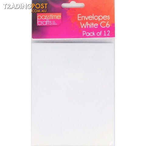 C6 White Envelopes 12 Pack - 9348291003883