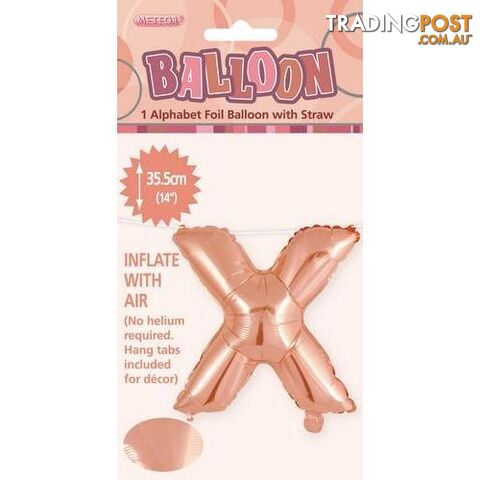 Rose Gold x Alphabet Foil Balloon 35cm (14) - 9311965447733