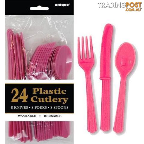 Hot Pink 24 Assorted Cutlery - 011179314041