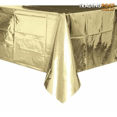 Metallic Gold Plastic Tablecover Rectangle 137cm x 274cm (54 x 108) - 011179504114