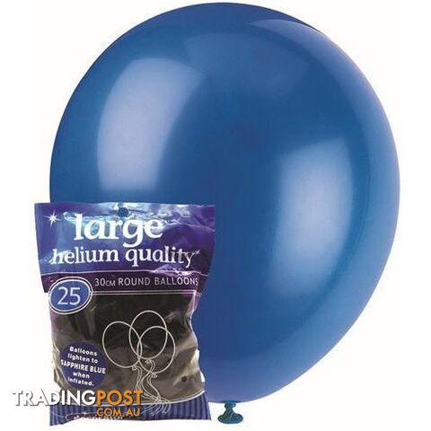 Sapphire Blue - 25 x 30cm (12) Decorator Balloons - 9311965025436