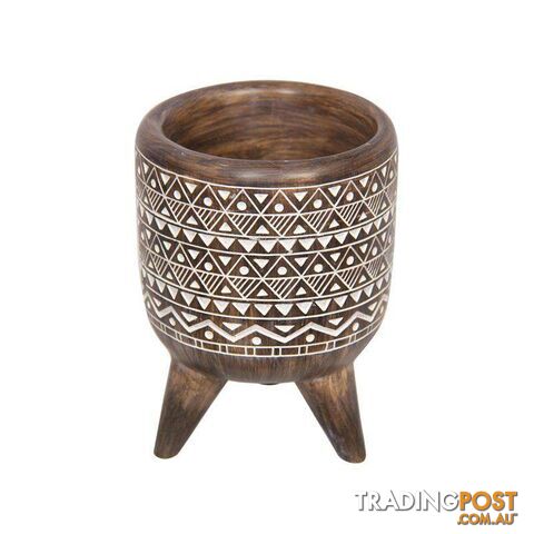 Boho Tribal African Art DÃ©cor Bowl Planter 15cm - Triangles and Dots - 800277