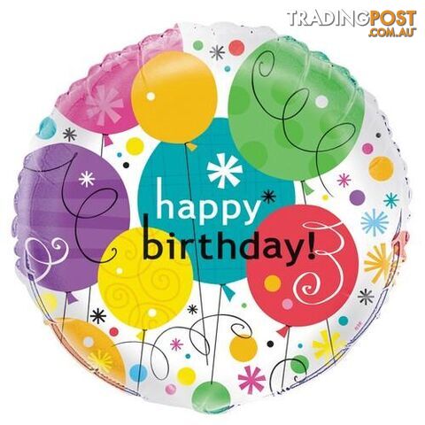 Breezy Birthday 45cm (18) Foil Balloon Packaged - 011179289578