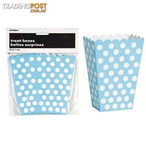 Dots Powder Blue 8 Treat Boxes 14cm H x 10cm W x 6cm D (5.5 x 4 x 2.4) -...