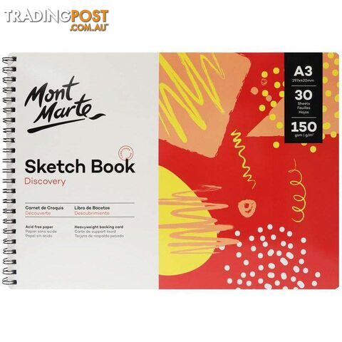 Mont Marte A3 Sketch Book 150gsm 30 Sheets - 9328577039362